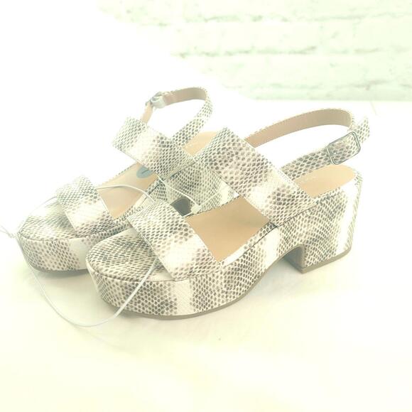 Marc Fisher White Reptile Print Platform Sandals Size 7 - Picture 4 of 13